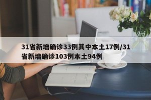 31省新增确诊33例其中本土17例/31省新增确诊103例本土94例